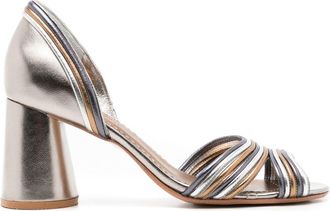 Sarah Chofakian Yoko 75mm striped sandals - women - Leather - 40 - Metallic