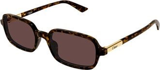 Chlo&eacute; Sunglasses, unisex, Brown, Size: 53 MM Rectangle Sunglasses