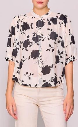 Melloday Print Voile Shirt in Ivory Black at Nordstrom Rack, Size X-Small
