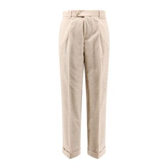 HUGO BOSS Broeken, Heren, Beige, M, Katoen, Peet Pleat Corduroy Broeken