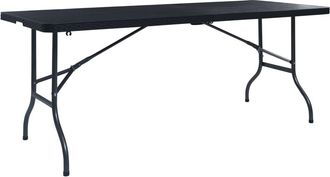 vidaXL Vidaxl - Mesa De Jard&iacute;n Plegable Imitaci&oacute;n Rat&aacute;n Hdpe Negro 180x75x72 Cm