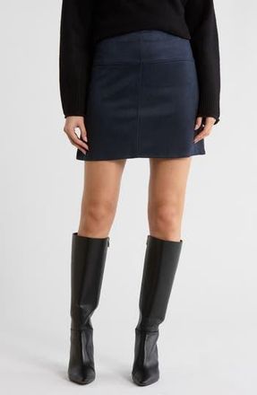 Max Studio Faux Suede A-Line Miniskirt in Dark Navy-Dark Navy at Nordstrom Rack, Size X-Small