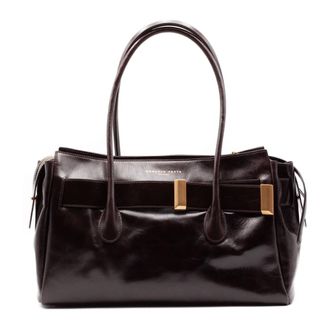Roberto Festa Milano Glossy Leather Shoulder Bag - female - Roberto Festa - Shopping Bags - Brown - ONE SIZE - Bags