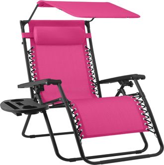Best Choice Products 30 Extra Wide Folding Zero Gravity Patio Lounge Chair w/Adjustable Canopy Shade
