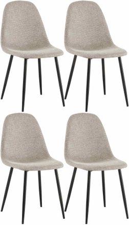 Clp Clp - Conjunto De 4 Sillas De Comedor Napier Crema Tela