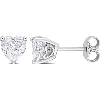 Delmar Sterling Silver Lab Created Moissanite Heart Stud Earrings at Nordstrom Rack