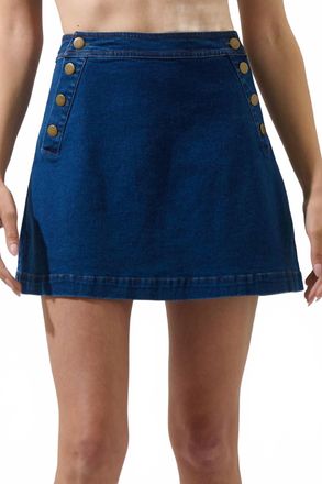 Sugarlips Lavinia Denim Malty Mini Skirt In Mid-Blue
