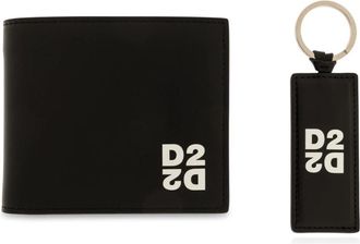 Dsquared2 Creditcardhouder en Sleutelhanger - Heren - Portefeuilles - Zwart - ONE Size - Leer - Accessoires
