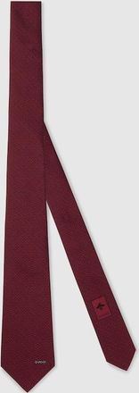Gucci Horsebit Silk Jacquard Tie, Red, Silk