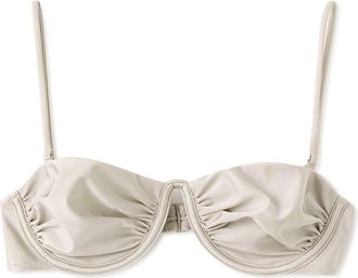 Mango Shiny Bikini Top in Light/Pastel Grey at Nordstrom, Size X-Small