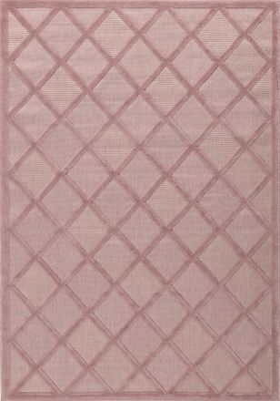 Nazar Rugs Alfombra rosa interior y exterior con dise&ntilde;o de cuadr&iacute;cula 80x300 cm