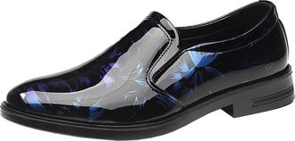 Generic Business Dress Shoes for Men Patent Without Lacing Slip On Loafers Pointed Toe Leather Shoe Block Heel Non Slip Fashion Low Top Shoewear for Both Offi