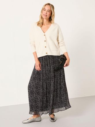 Fat Face FatFace Paignton Graphite Grey Texture Floral Midi Skirt