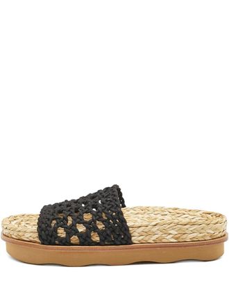 Chlo&eacute; crochet platform slides - Black