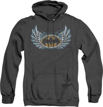Gildan Batman Steel Wings Logo Adult Heather Hoodie / Hooded Sweatshirt