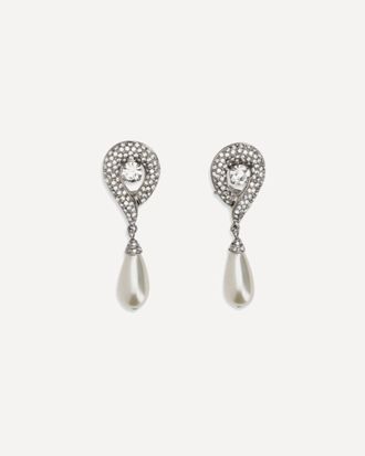 Alessandra Rich Orecchini di cristallo con perla pendente Woman UNI