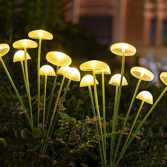 OEM Lampara Solar - 8 Led - Dise&ntilde;o Medusa Y Luci&eacute;rnaga - Para Jard&iacute;n Terraza Y Arbustos - Luz C&aacute;lida Blanca - Pack De 2