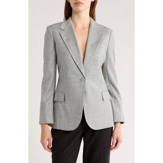 Theory Fitted Wool Blazer in Grey Light Heather at Nordstrom Rack, Size 10
