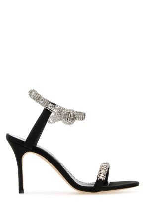 Manolo Blahnik Womens Black Satin Asasan Sandas Textile - Size EU 36