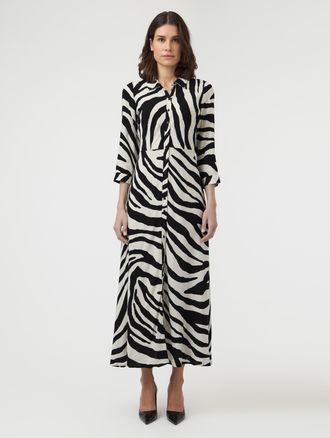 Y.A.S Hemdblusenkleid Y.A.S YASSAVANNA LONG SHIRT DRESS, Damen, Gr. XXL, N-Gr, birch aop:zebra print, Web, Obermaterial: 100% Viskose, bedruckt, relaxed fit