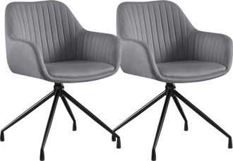 Clp Set De 2 Sillas De Comedor Novanis Gris Oscuro Terciopelo
