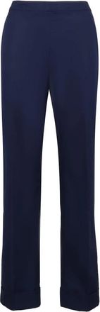 Aspesi High-Rise Katoenen Broek - Dames - Straight fit broeken - Blauw - L - Katoen - Broeken