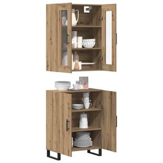 Berkfield Home Highboard Artisan oak Two-piece set Engineered wood in Brown