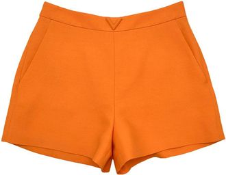 Valentino Garavani Orange Wool & Silk V Logo Shorts Size M
