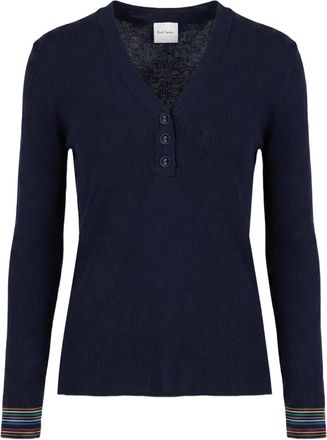 Paul Smith Top a coste con bottoni - Blu