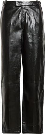 Arma Cami Straight Leg Lambskin Leather Pants in Black at Nordstrom, Size 32