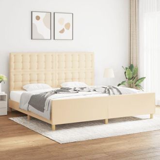 vidaXL Cama Sin Colch&oacute;n Tela Color Crema 200x200 Cm Vidaxl