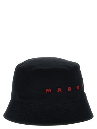 Marni Logo-Embroidered Bucket Hat - Black