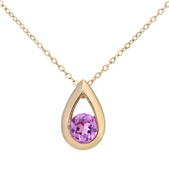 Diamant L'&eacute;ternel Womens 9ct Yellow Gold 0.20ct Created Pink Sapphire Tear Drop Pendant + 18 Chain - One Size