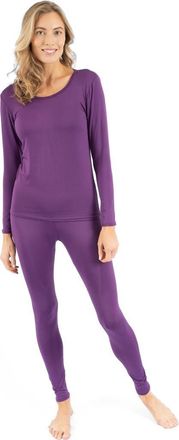 Leveret Womens Solid Thermal Pajama Set in Dark Purple at Nordstrom, Size X-Small