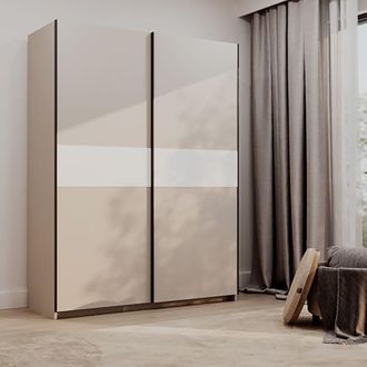 Dmora Armario 2 Puertas Manita, Ropero Dormitorio 2 Estantes, Perchero, 2 Puertas, 150x204h Cm Beige Cashmere