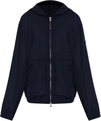Moncler Flanellen Rits Hoodie - Heren - Vesten met rits - Blauw - S - Wol - Hoodies & sweatvesten