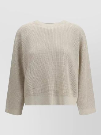 Brunello Cucinelli crew neck long sleeve textured knit sweater