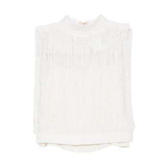 Fabiana Filippi Fringe Halterneck Top - female - Fabiana Filippi - Sleeveless Tops - White - XS - Tops