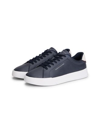 Tommy Hilfiger Sneaker TOMMY HILFIGER TH COURT LTH DETAIL ESS, Herren, Gr. 40, blau (dunkelblau), Leder, Lederimitat, Schuhe Sneaker, Freizeitschuh, Halbschuh, Schn&uuml;