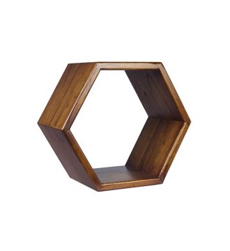 Moycor Estante de pared hexagonal de madera marr&oacute;n anch. 40 cm