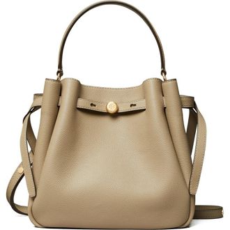 Tory Burch Romy Pebble Leather Bucket Bag in Soft Cement at Nordstrom