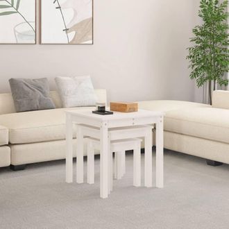 Berkfield Home Nesting Tables 3 pcs White Solid Wood Pine
