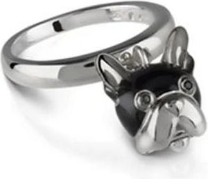 CHANTECLER Zilveren Hondenring met Zwarte Spinel - Dames - Ringen - Zwart - 51 MM - Accessoires