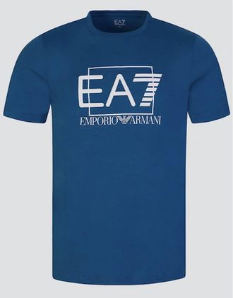 Emporio Armani Mens Box Logo T Shirt - Blue - Size: 38