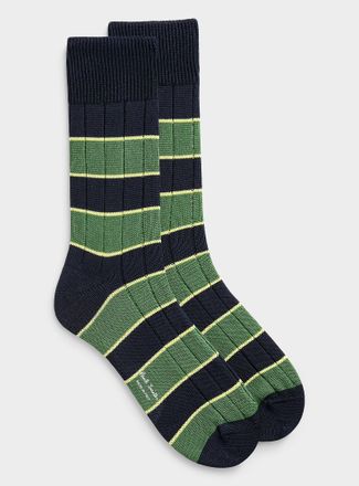 Paul Smith Mens Wide-stripe ribbed dress socks