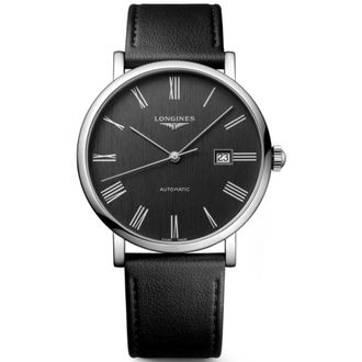 Longines Elegant Collection Grey Dial Leather Strap Mens Watch L4.911.4.71.2