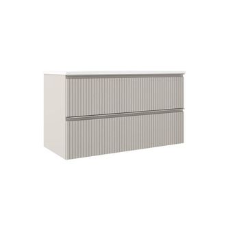 Saniclass Prime Blend Wastafelonderkast - 100x55x45.9cm - 2 lades - geintegreerde greep - MDF - mat cotton (beige)