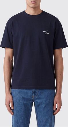 A.P.C. A. P.C. T-shirt in cotone con logo a contrasto e spalle scese