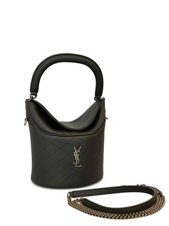 Saint Laurent Gaby quilted-pattern mini bucket bag - Black