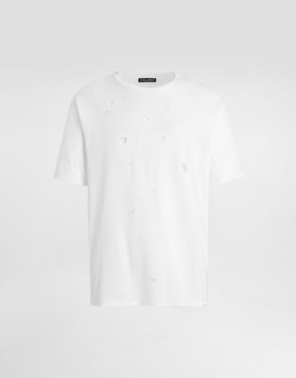 Dolce & Gabbana Distressed Cotton T-shirt - Man White 44